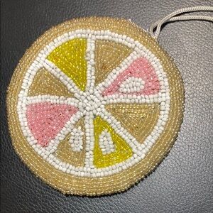 Hand made Beaded Citrus Slice Coin Purse